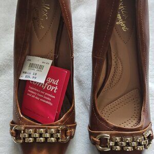 DEXFLEX COMFORT BROWN LEATHER SHOES SIZE 10) BRAND NEW